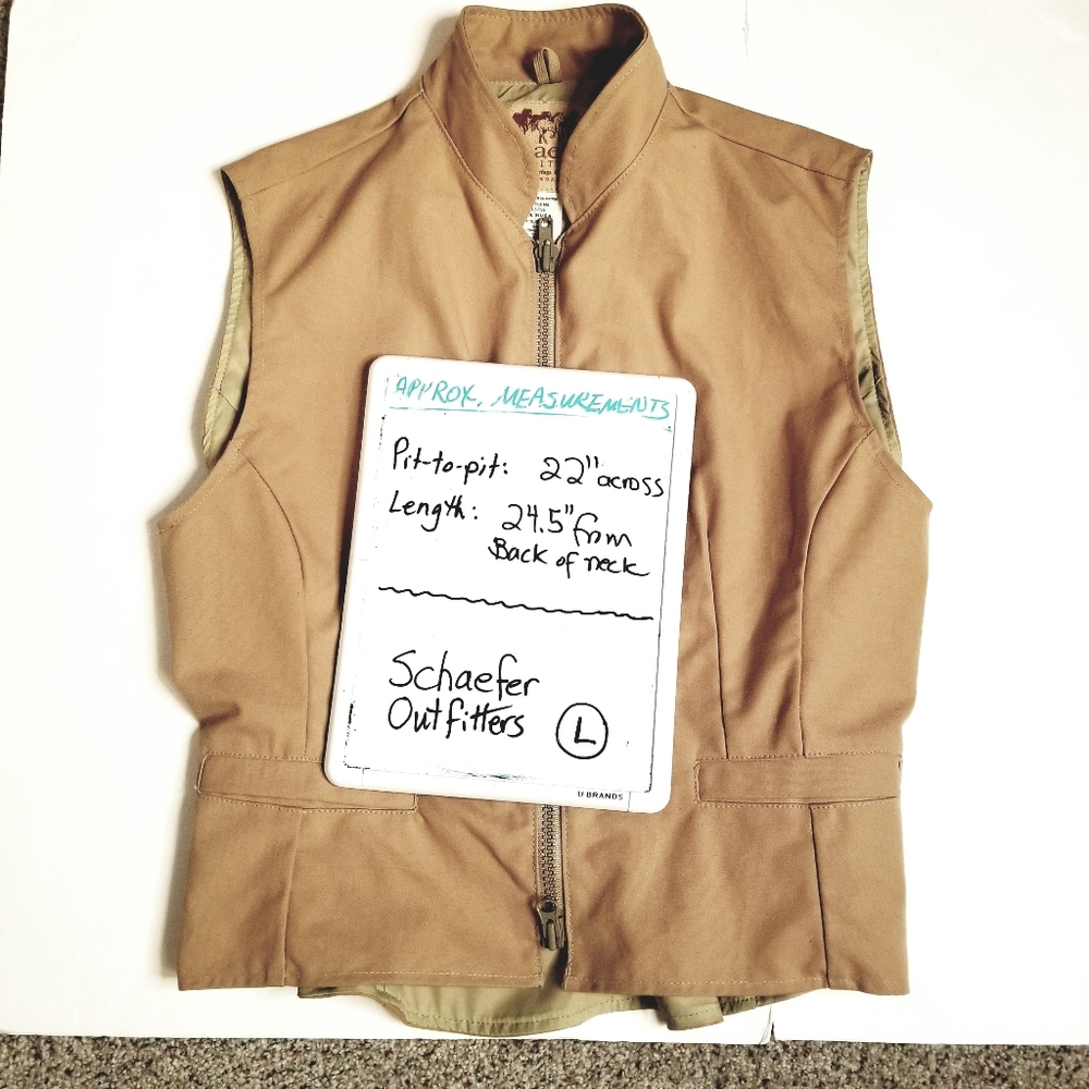 Schaefer Outfitters Cheyenne Canvas Vest Tan Zipper Lined Made In USA L